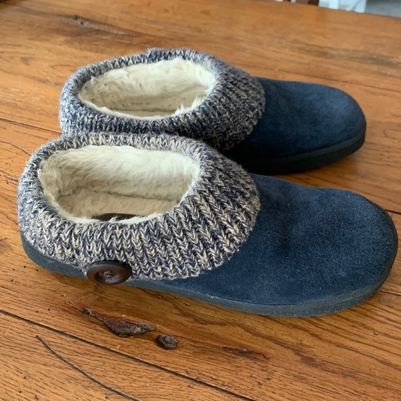 Clarks Shoes Clarks Sweater Clog Slipper Navy Suede Leather W Knit